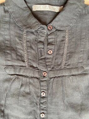 C.F.K. Dark Grey cotton kids blouse, size : 8 years old, Claudine collar